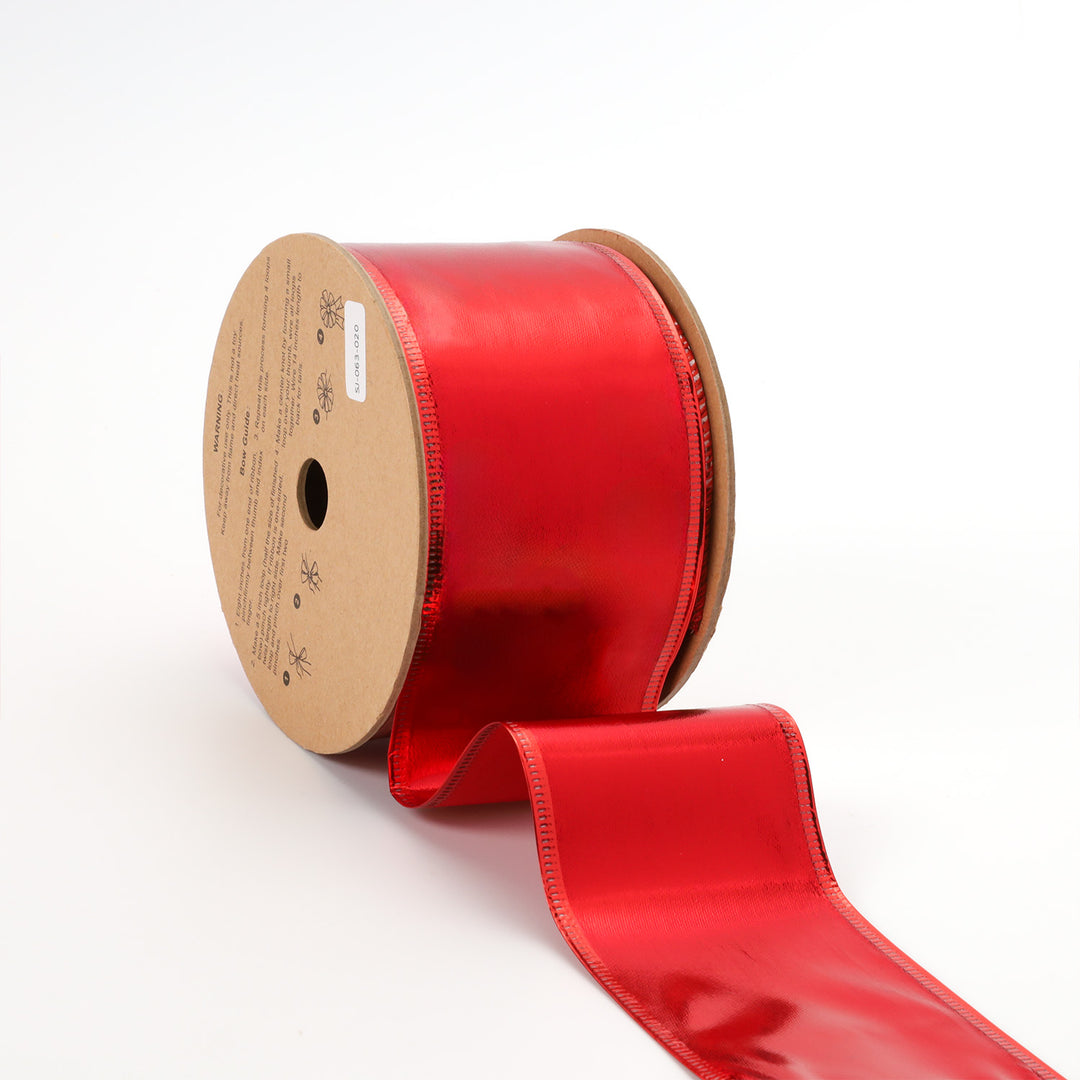 2 1/2" Lurex Wired Ribbon | Red | 10 Yard Roll - 35% OFF