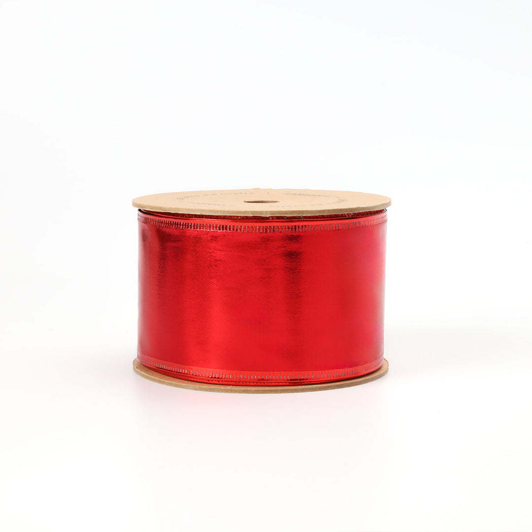 2 1/2" Lurex Wired Ribbon | Red | 10 Yard Roll - 35% OFF