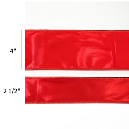 4" Lurex Wired Ribbon | Red | 10 Yard Roll