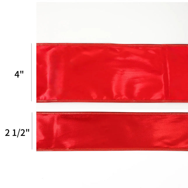 4" Lurex Wired Ribbon | Red | 10 Yard Roll