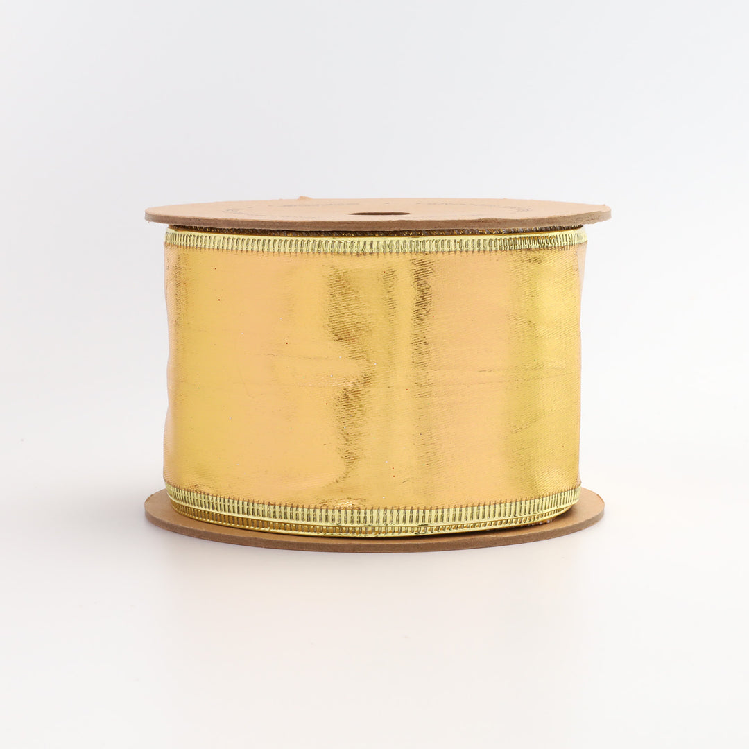 2 1/2" Lurex Wired Ribbon | Gold | 10 Yard Roll