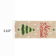 2 1/2" Holiday Wired Ribbon | "Merry Christmas" Natural/Multi | 10 Yard Roll