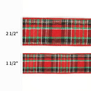 1 1/2" Wired Ribbon | "Holiday Plaid" Red/Multi | 10 Yard Roll