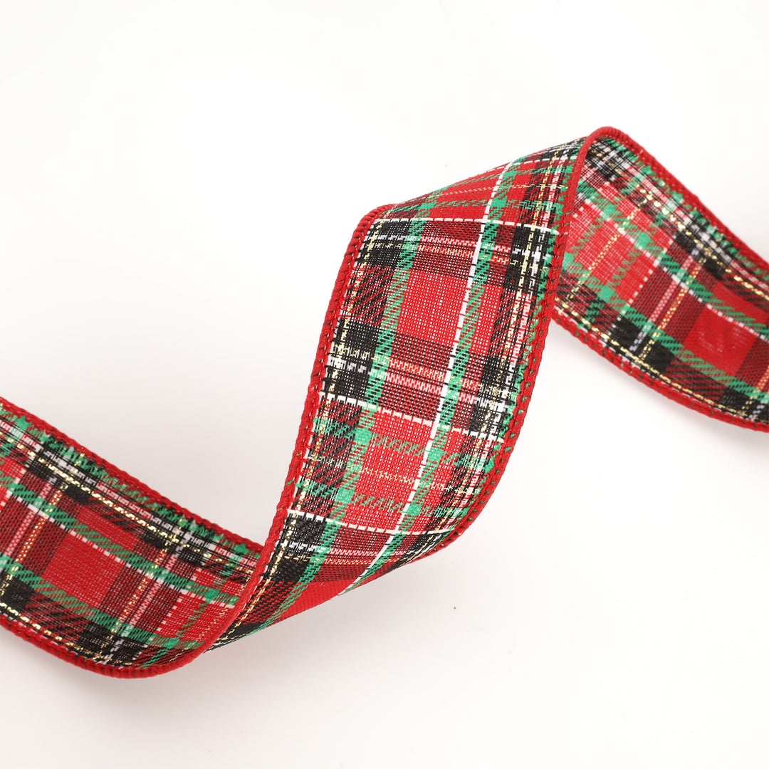 1 1/2" Wired Ribbon | "Holiday Plaid" Red/Multi | 10 Yard Roll