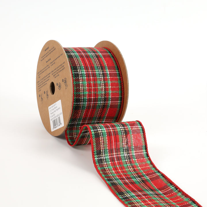 2 1/2" Wired Ribbon | "Holiday Plaid" Red/Multi | 10 Yard Roll