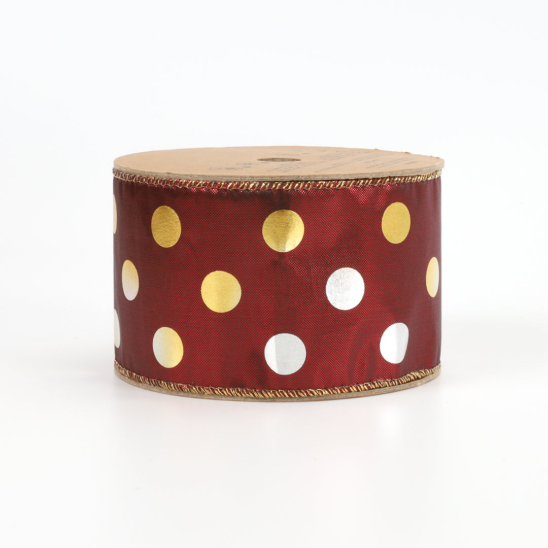 2 1/2" Holiday Wired Ribbon | Rust Lame w/ Metallic Dot | 10 Yard Roll