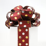 2 1/2" Holiday Wired Ribbon | Rust Lame w/ Metallic Dot | 10 Yard Roll
