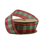 1 1/2" Wired Ribbon | Red/Green Plaid | 10 Yard Roll