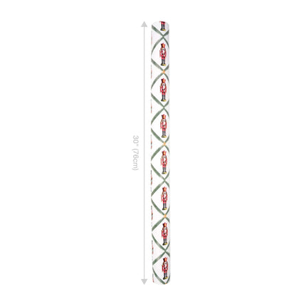30" x 10' Reversible Holiday Wrapping Paper | Norfolk Pine Nutcracker/Small Red and Green Plaid - LaRibbons and Crafts