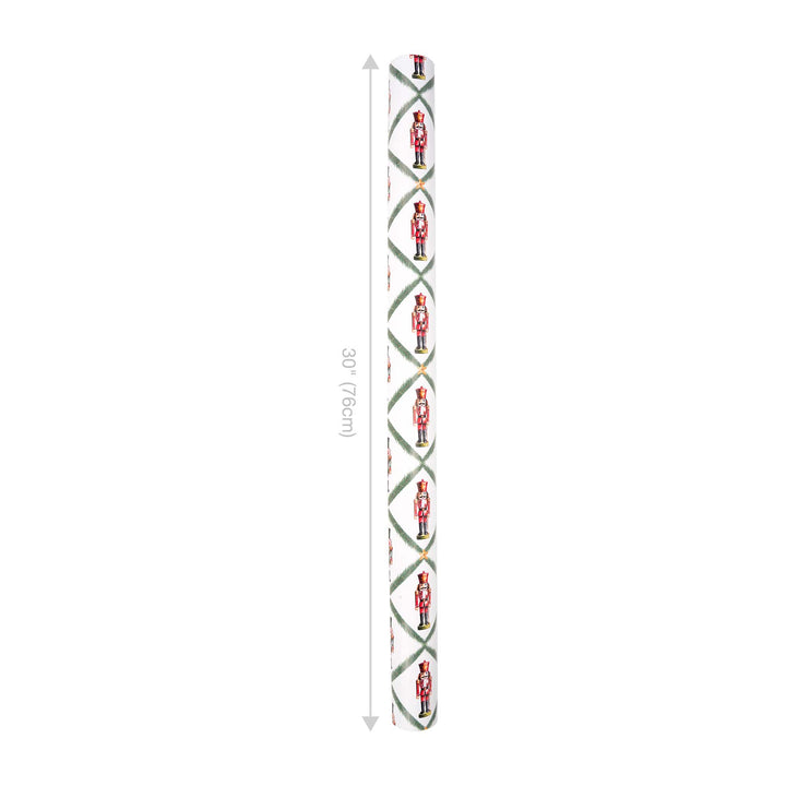 30" x 10' Reversible Holiday Wrapping Paper | Norfolk Pine Nutcracker/Small Red and Green Plaid - LaRibbons and Crafts