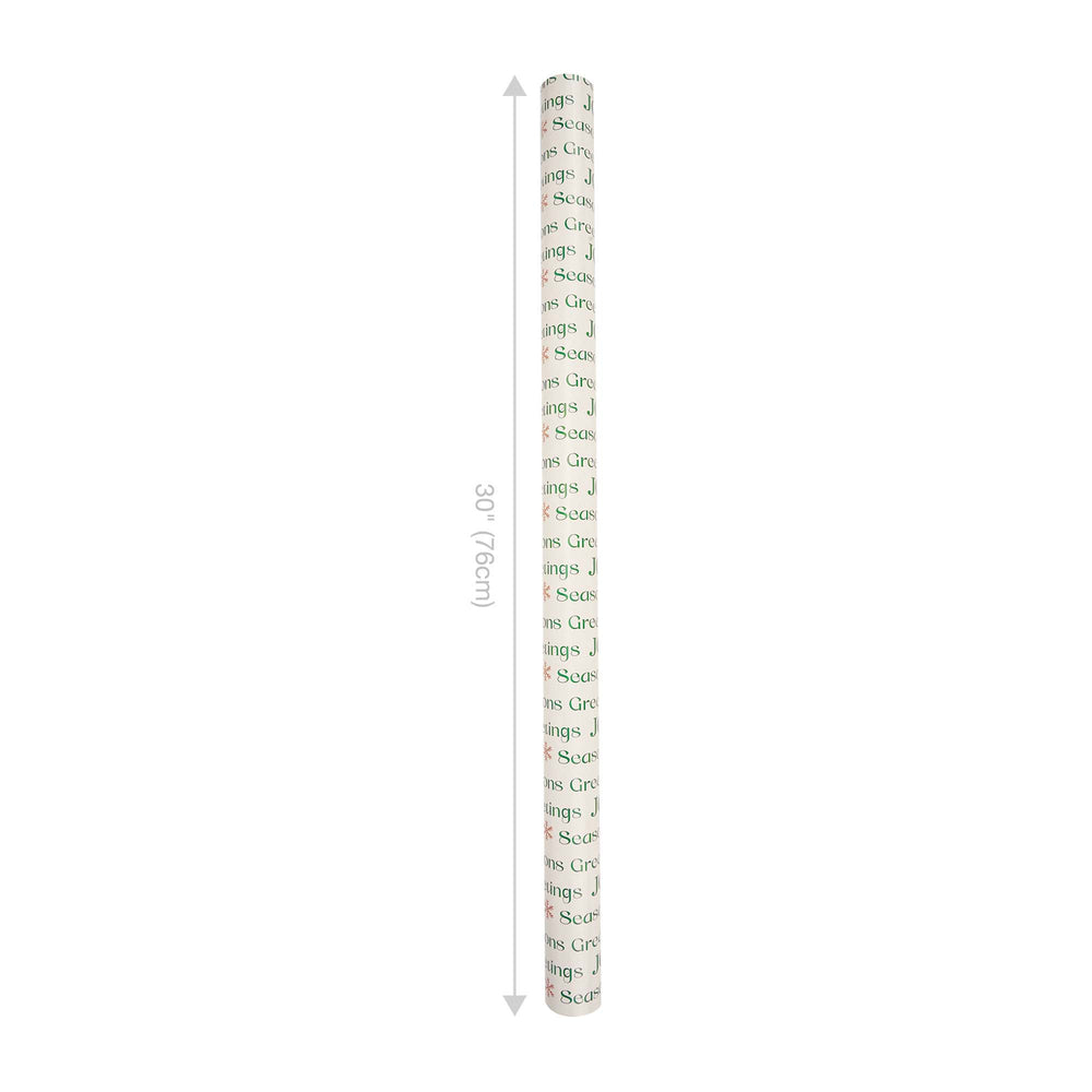 30" x 10' Reversible Holiday Wrapping Paper | Seasons Greetings/Red with Small Snowflake LaRibbons Wholesale