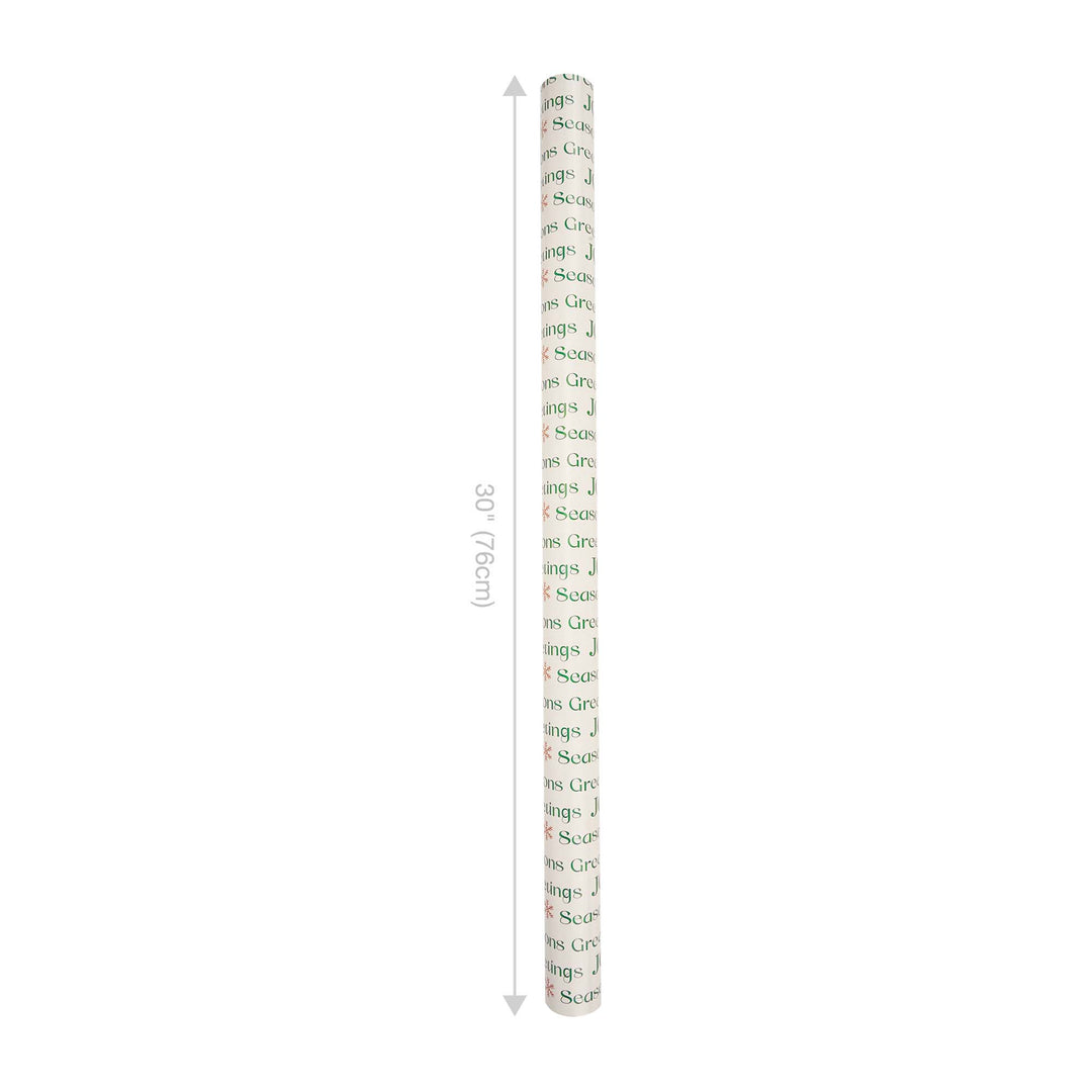 30" x 10' Reversible Holiday Wrapping Paper | Seasons Greetings/Red with Small Snowflake LaRibbons Wholesale