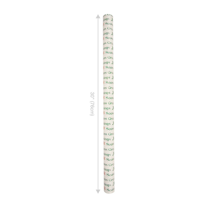30" x 10' Reversible Holiday Wrapping Paper | Seasons Greetings/Red with Small Snowflake LaRibbons Wholesale