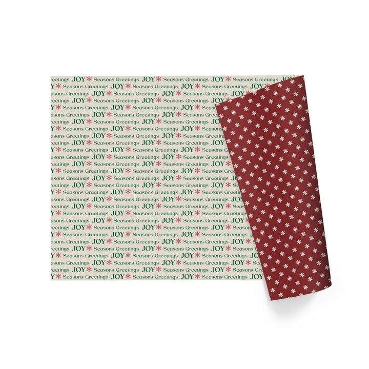 30" x 10' Reversible Holiday Wrapping Paper | Seasons Greetings/Red with Small Snowflake LaRibbons Wholesale