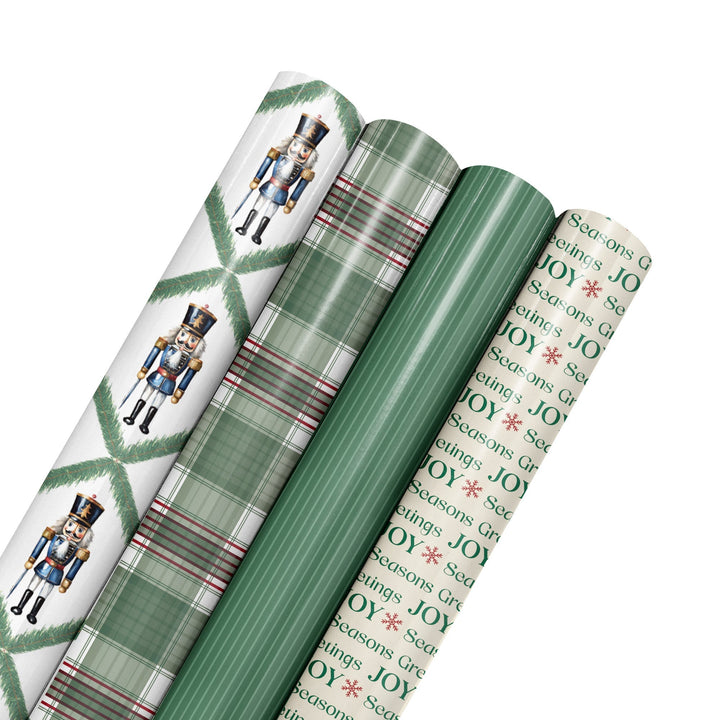 30" x 10' Wrapping Paper Bundle (4-pack) | Northfolk Pine Nutcracker LaRibbons Wholesale