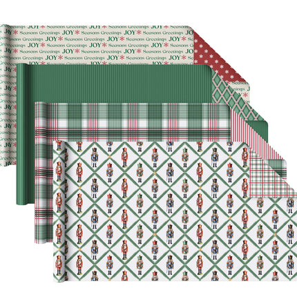 30" x 10' Wrapping Paper Bundle (4-pack) | Northfolk Pine Nutcracker LaRibbons Wholesale