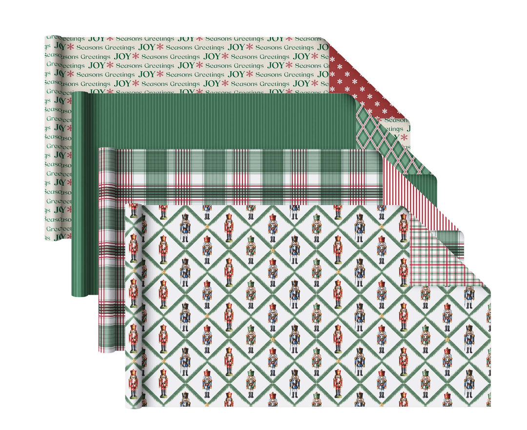 30" x 10' Wrapping Paper Bundle (4-pack) | Northfolk Pine Nutcracker LaRibbons Wholesale