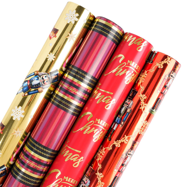 30" x 10' Wrapping Paper Bundle (4-pack) | Ruby Nutcracker LaRibbons Wholesale