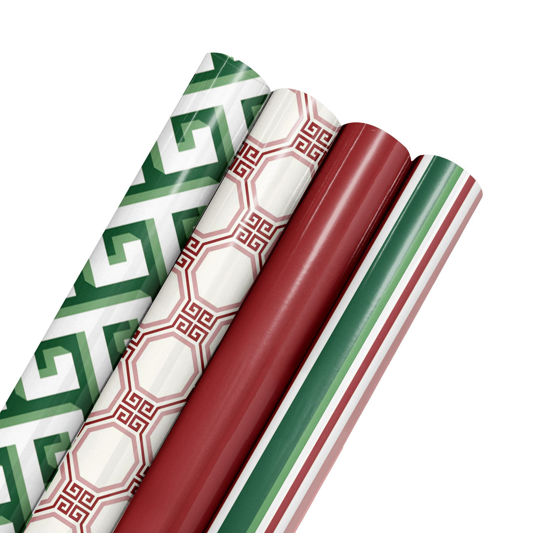 30" x 10' Wrapping Paper Bundle (4-pack) | Greek Key - LaRibbons and Crafts