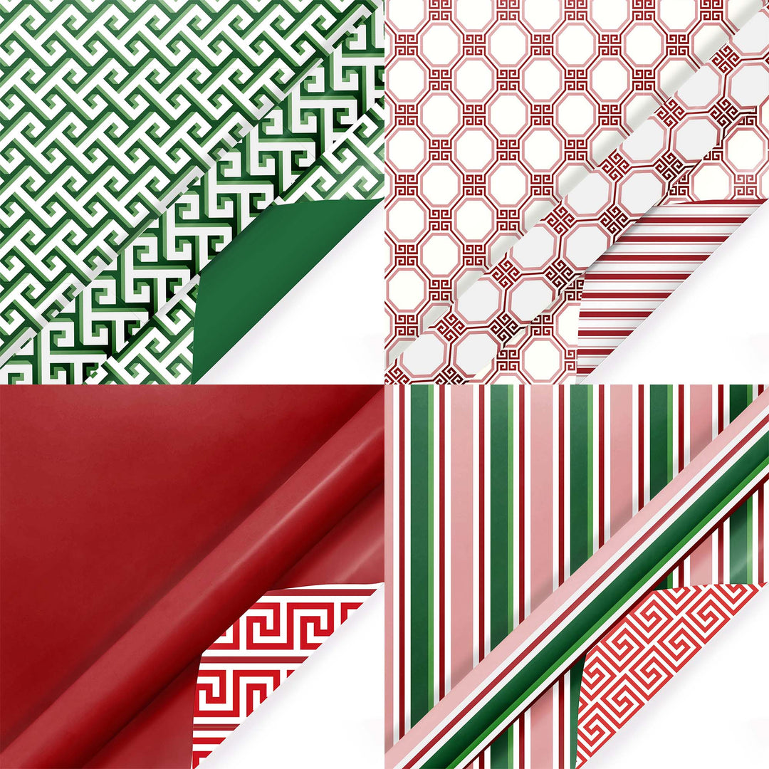 30" x 10' Wrapping Paper Bundle (4-pack) | Greek Key - LaRibbons and Crafts