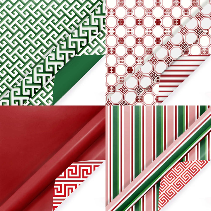 30" x 10' Wrapping Paper Bundle (4-pack) | Greek Key - LaRibbons and Crafts