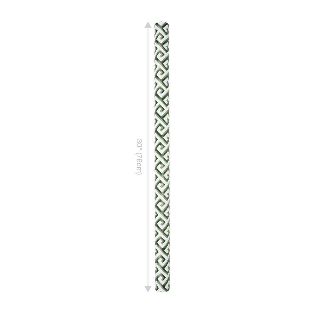 30" x 10' Reversible Holiday Wrapping Paper | Green and White Greek Key/Green Solid - LaRibbons and Crafts