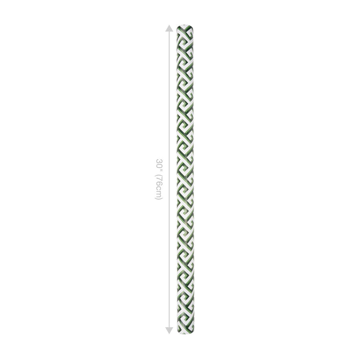 30" x 10' Reversible Holiday Wrapping Paper | Green and White Greek Key/Green Solid - LaRibbons and Crafts