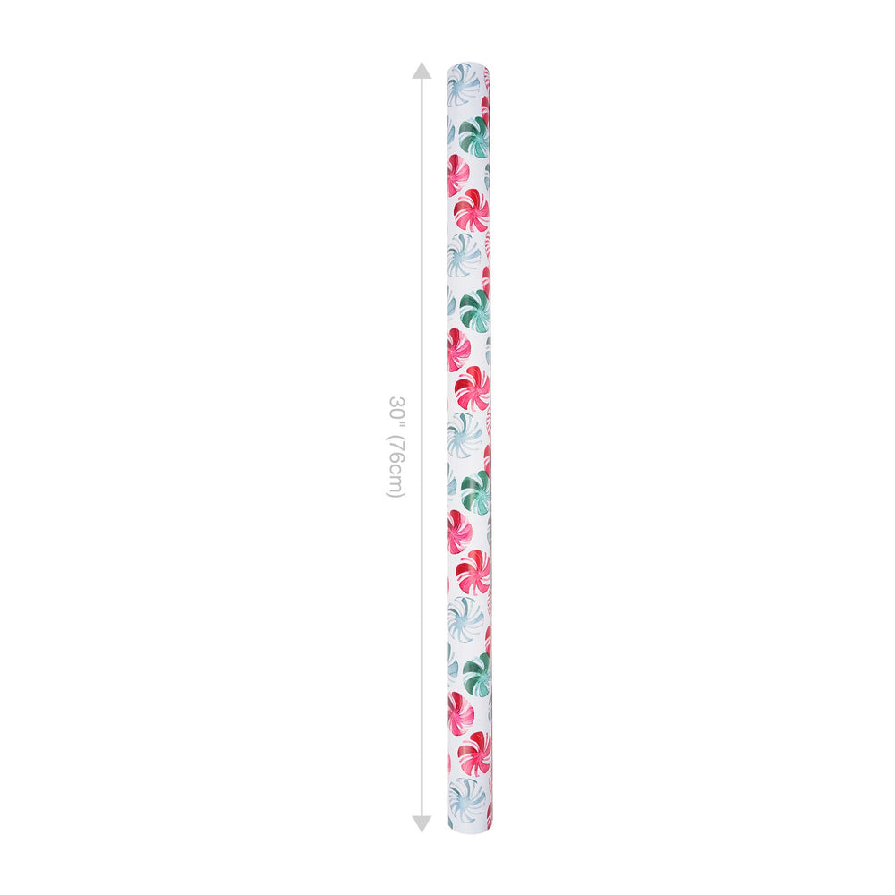30" x 10' Reversible Holiday Wrapping Paper | Watercolor Peppermints/Merry Christmas on Red LaRibbons Wholesale