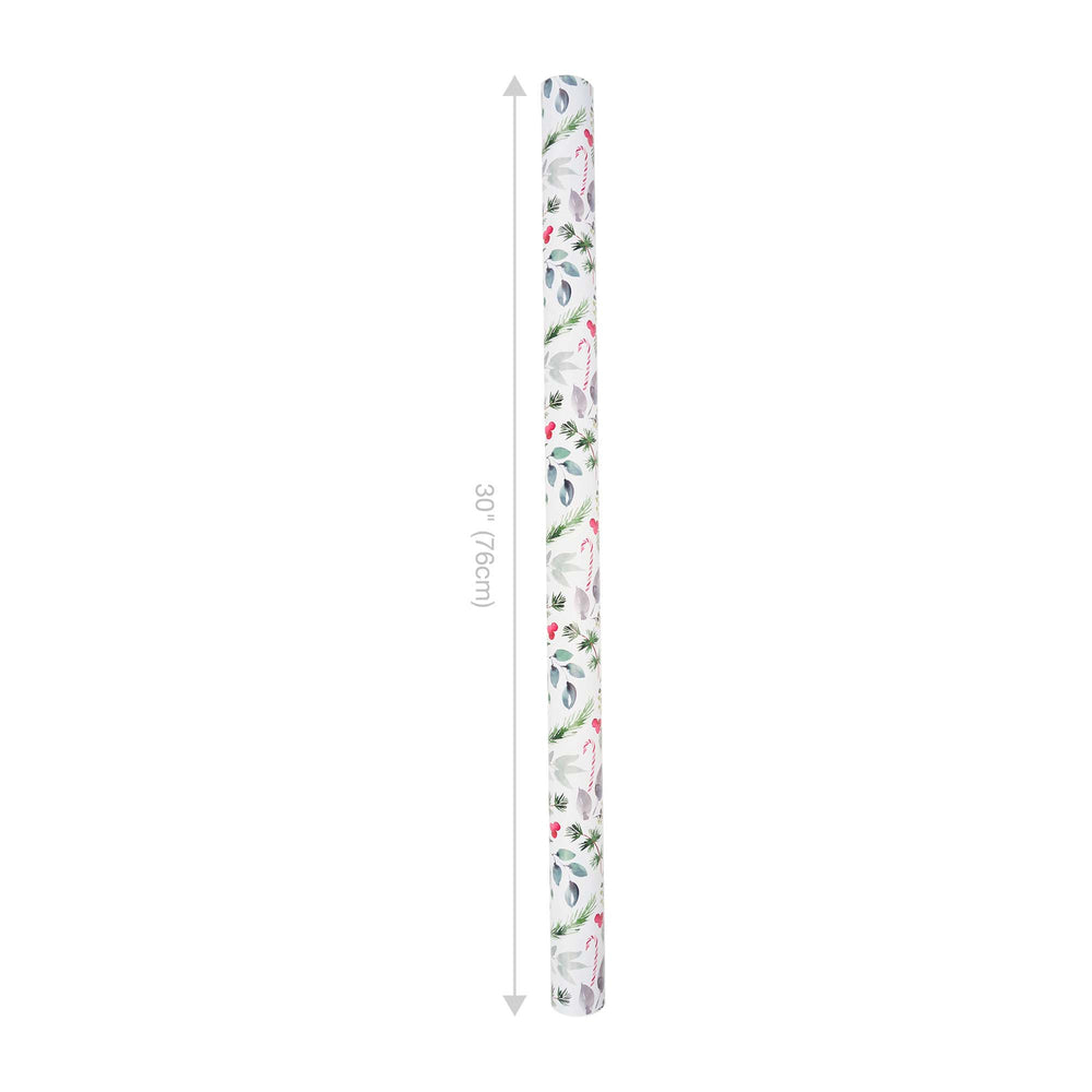 30" x 10' Reversible Holiday Wrapping Paper | Watercolor Holly/Green and White Lattis LaRibbons Wholesale