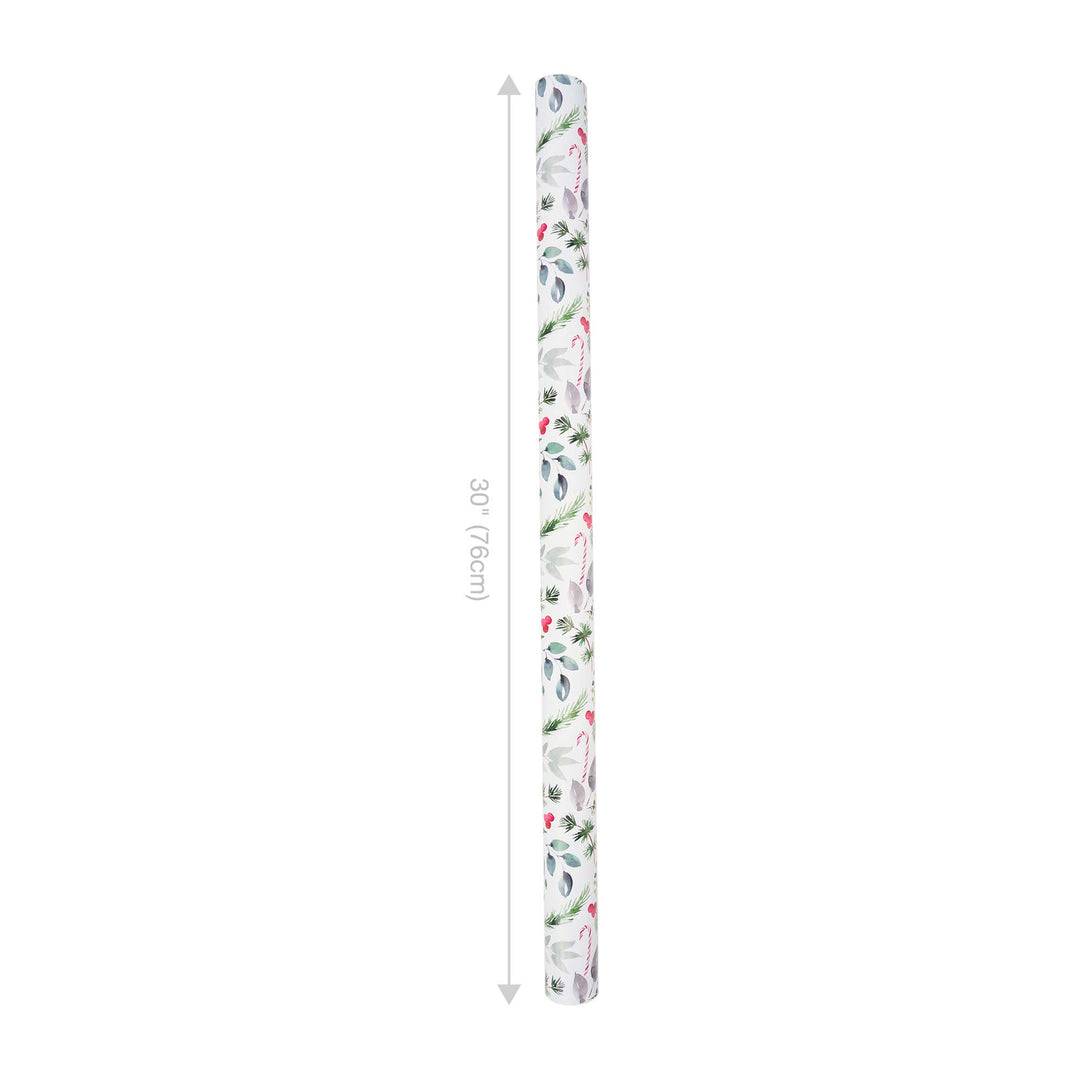 30" x 10' Reversible Holiday Wrapping Paper | Watercolor Holly/Green and White Lattis LaRibbons Wholesale