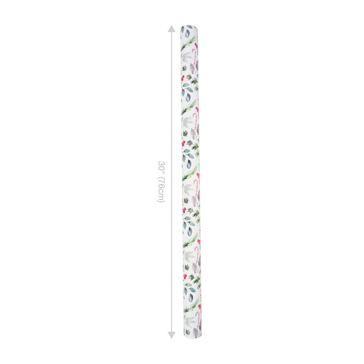 30" x 10' Reversible Holiday Wrapping Paper | Watercolor Holly/Green and White Lattis LaRibbons Wholesale
