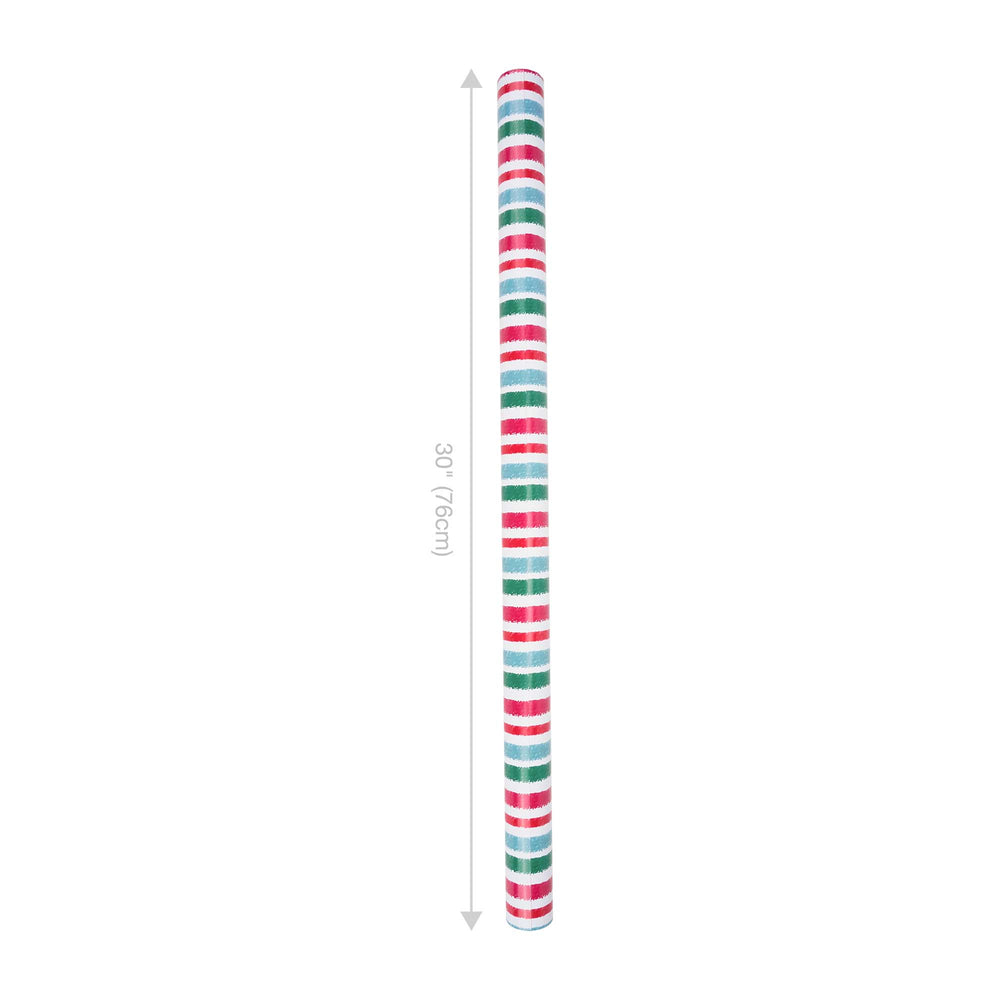 30" x 10' Reversible Holiday Wrapping Paper | Watercolor Stripes/Red Solid LaRibbons Wholesale