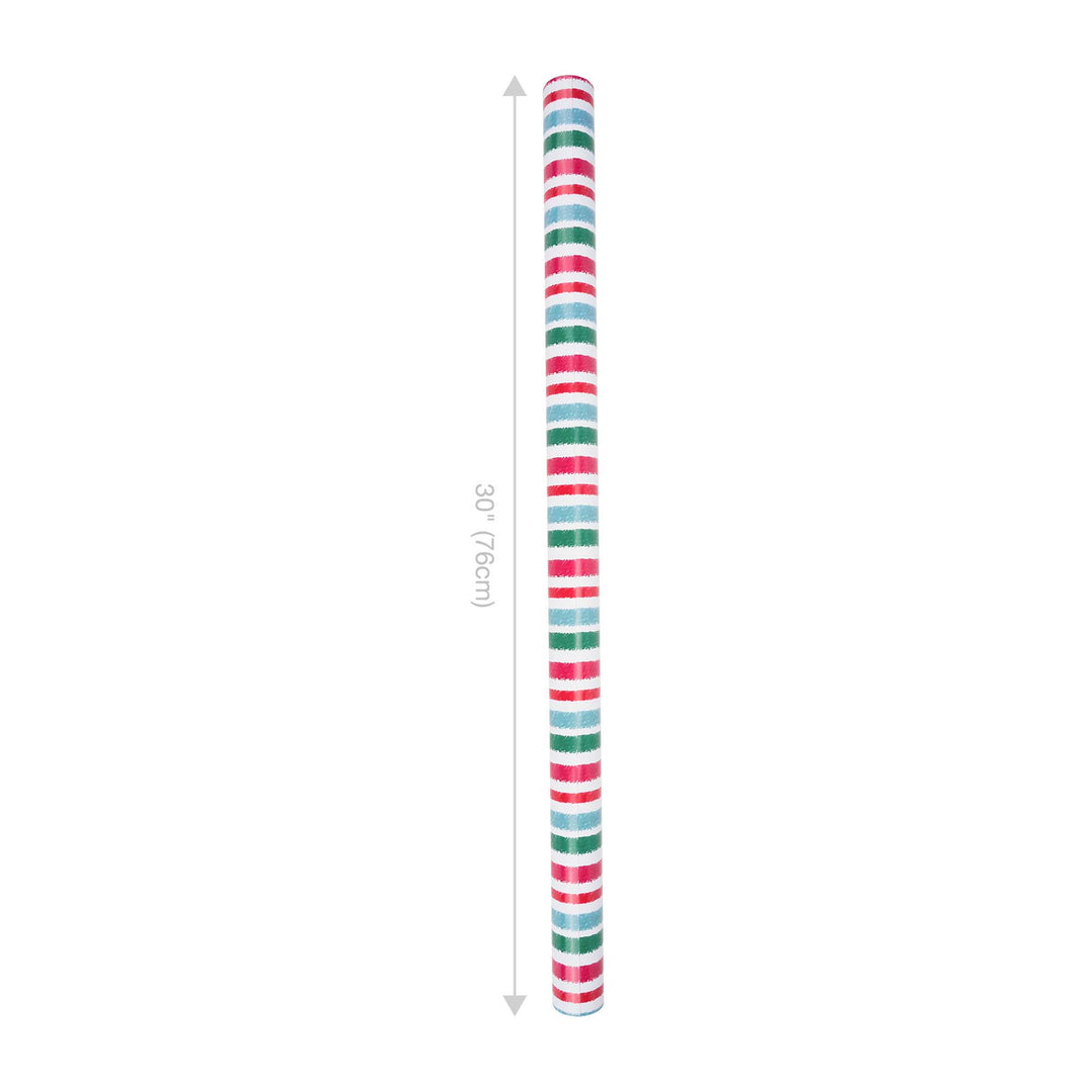 30" x 10' Reversible Holiday Wrapping Paper | Watercolor Stripes/Red Solid LaRibbons Wholesale