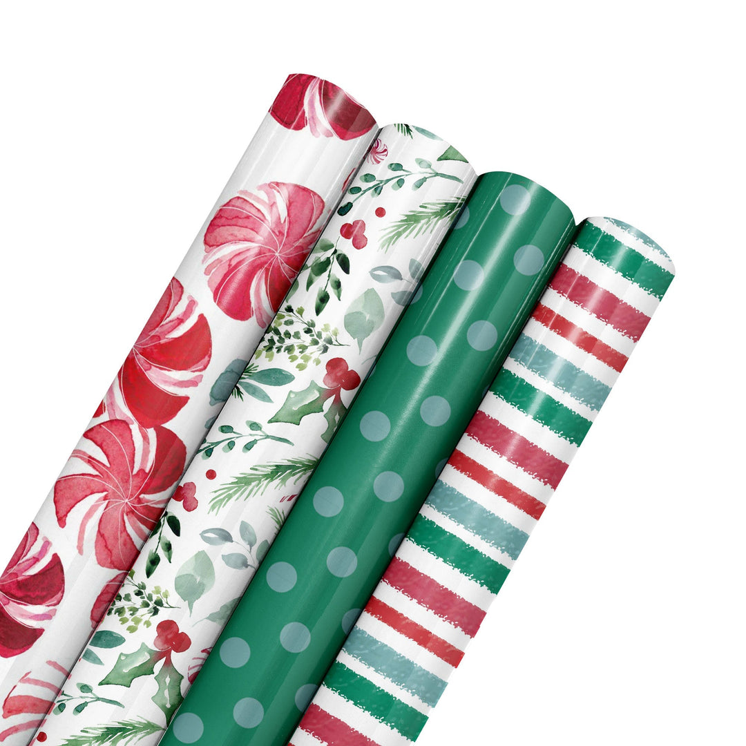 30" x 10' Wrapping Paper Bundle (4-pack) | Watercolor Christmas LaRibbons Wholesale