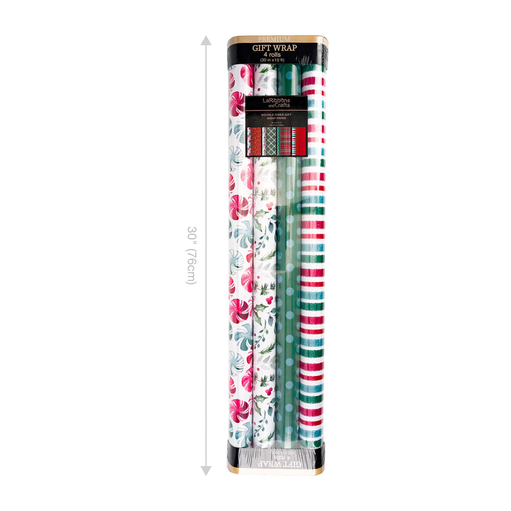 30" x 10' Wrapping Paper Bundle (4-pack) | Watercolor Christmas LaRibbons Wholesale