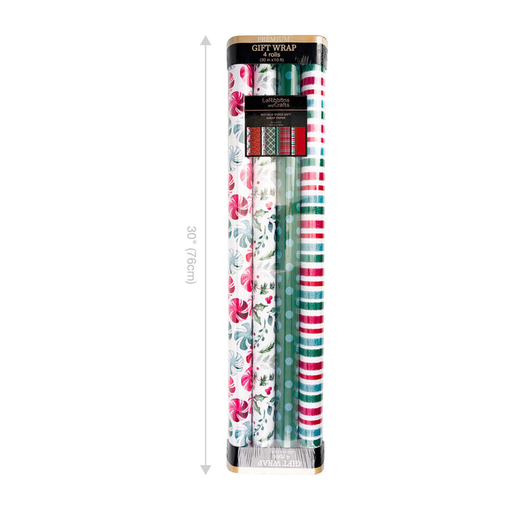 30" x 10' Wrapping Paper Bundle (4-pack) | Watercolor Christmas LaRibbons Wholesale