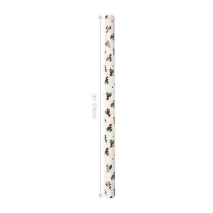 30" x 10' Reversible Holiday Wrapping Paper | Vintage Holly/Green Metallic Solids LaRibbons Wholesale