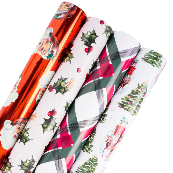 30" x 10' Wrapping Paper Bundle (4-pack) | Vintage Christmas LaRibbons Wholesale