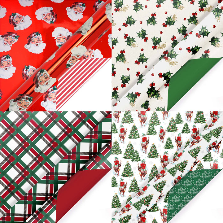 30" x 10' Wrapping Paper Bundle (4-pack) | Vintage Christmas LaRibbons Wholesale