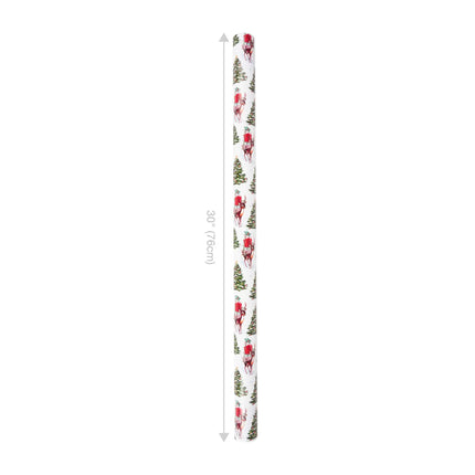 30" x 10' Double-sided Christmas wrap: reindeer tree print / green "Merry Christmas" reverse