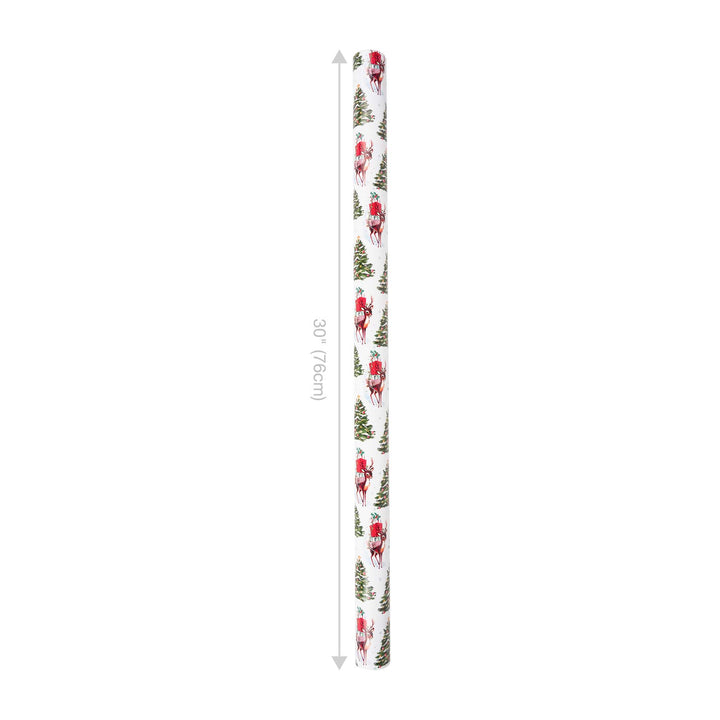 30" x 10' Reversible Holiday Wrapping Paper | Vintage Trees and Deer/Merry Christmas on Green LaRibbons Wholesale