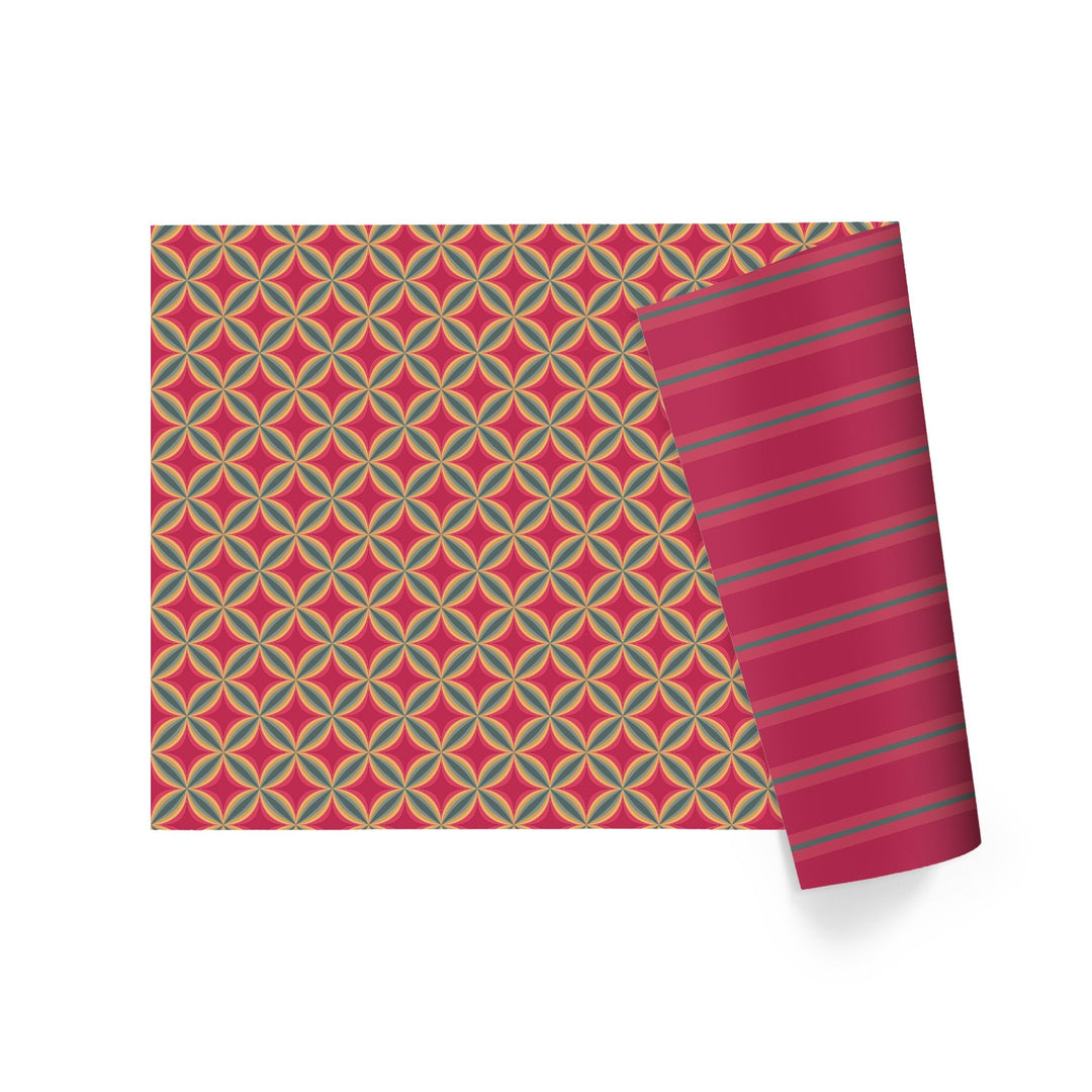 30" x 10' Reversible Holiday Wrapping Paper | Holiday Geometric/Red and Green Stripe LaRibbons Wholesale