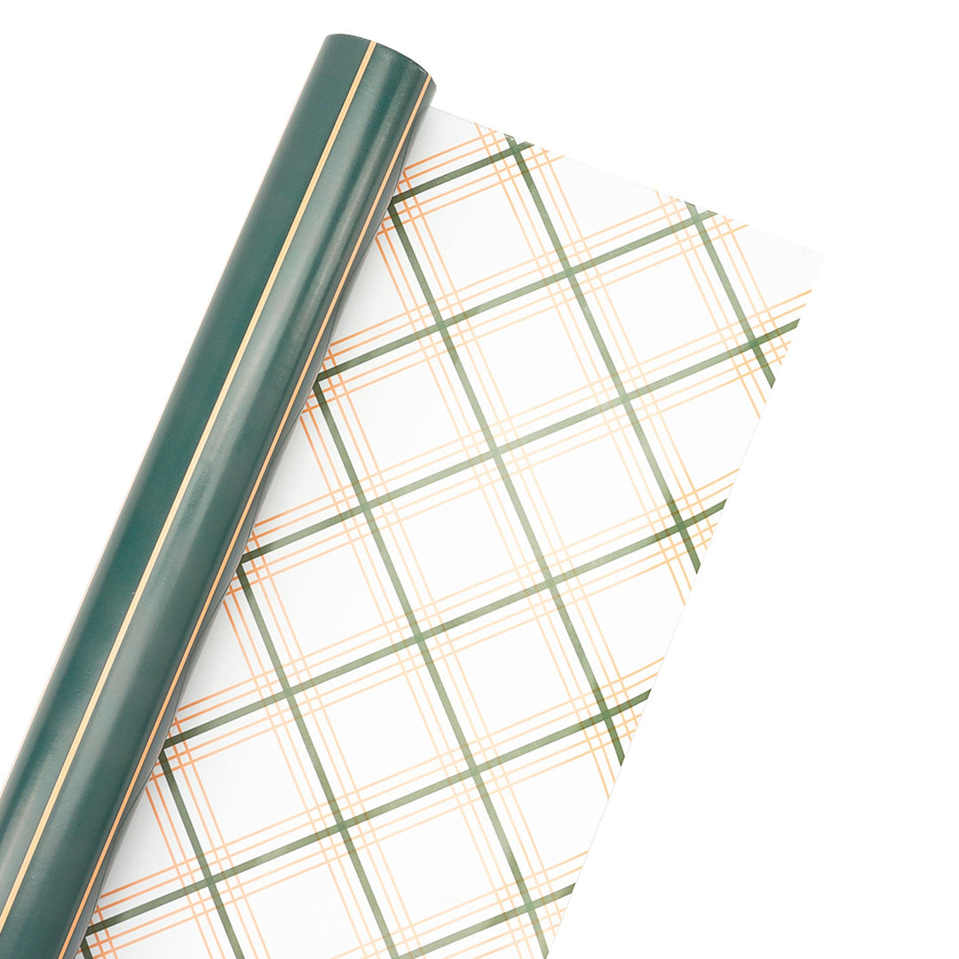 30" x 10' Reversible Holiday Wrapping Paper | Gold on Green Pinstripe/Green and Gold Bias Plaid LaRibbons Wholesale