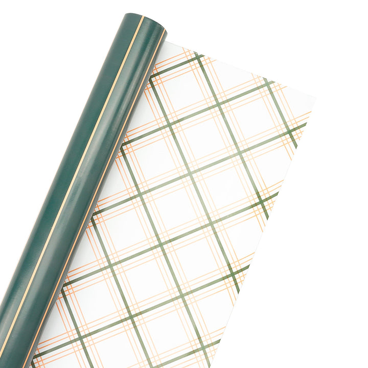 30" x 10' Reversible Holiday Wrapping Paper | Gold on Green Pinstripe/Green and Gold Bias Plaid LaRibbons Wholesale