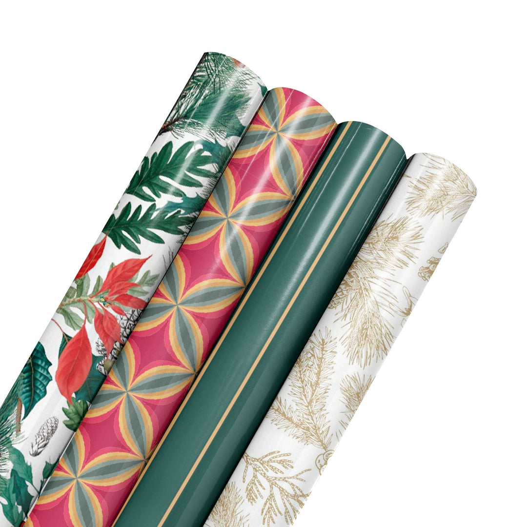 30" x 10' Wrapping Paper Bundle (4-pack) | Holiday Botanical LaRibbons Wholesale
