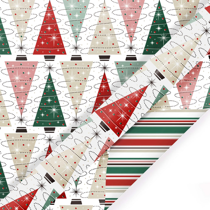 30" x 10' Wrapping Paper | Retro Trees/Retro Multicolor Stripe LaRibbons Wholesale