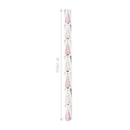 30" x 10' Double-sided Christmas wrap: mid-century modern tree print / retro stripe reverse