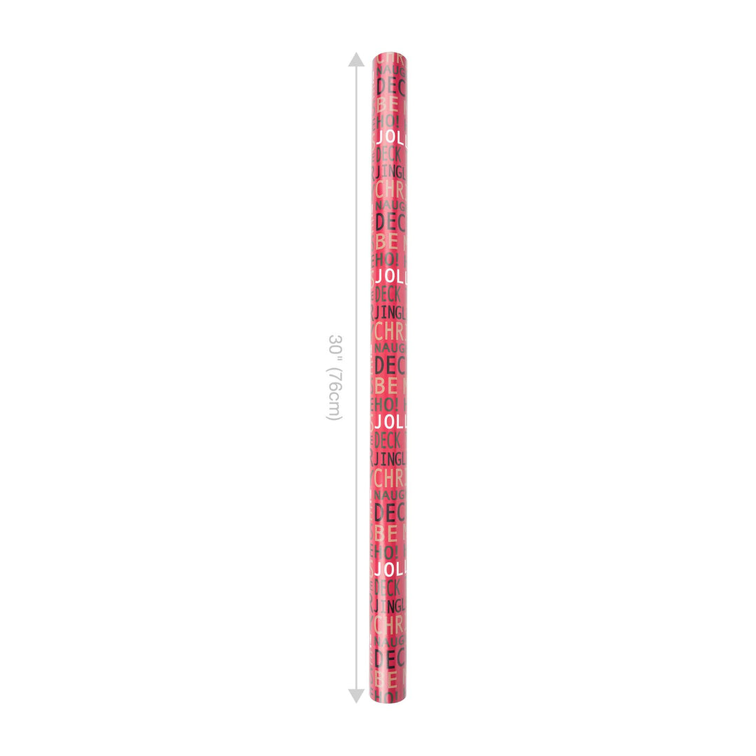 30" x 10' Reversible Holiday Wrapping Paper | Jolly Time Words/Retro Candycanes