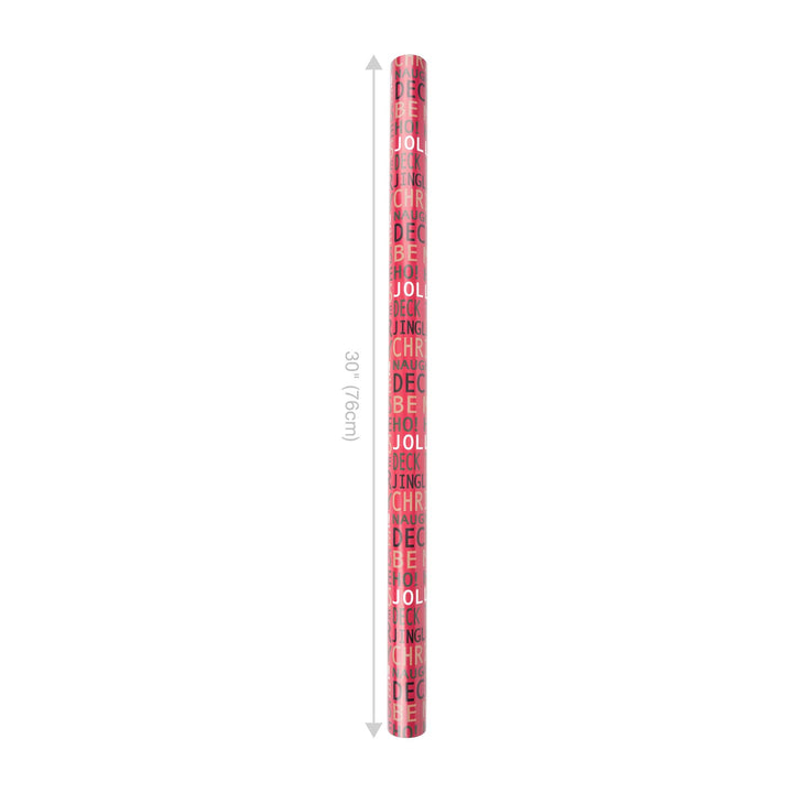 30" x 10' Reversible Holiday Wrapping Paper | Jolly Time Words/Retro Candycanes
