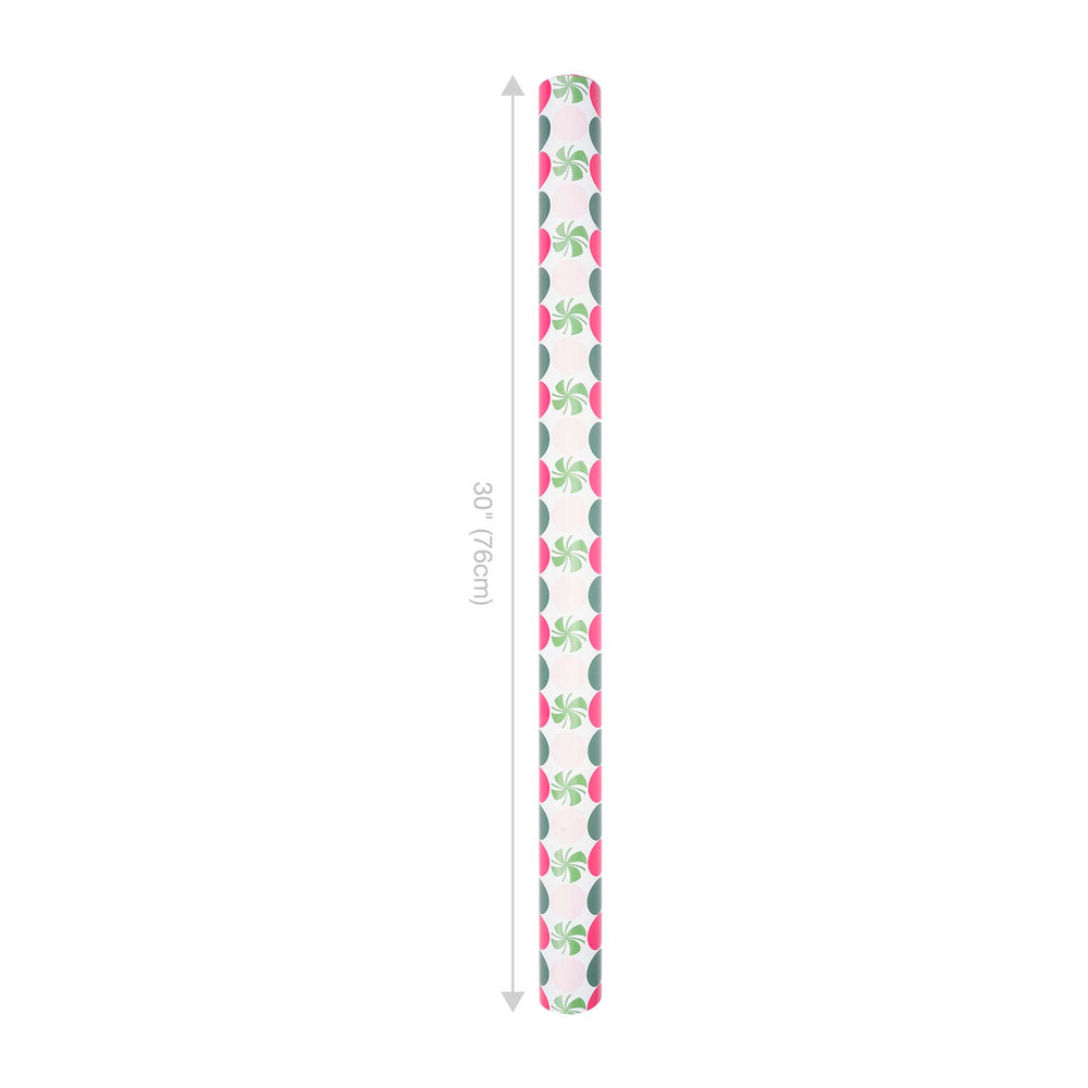 30" x 10' Reversible Holiday Wrapping Paper | Peppermint Dots/Pink and White Diagonal Plaid LaRibbons Wholesale